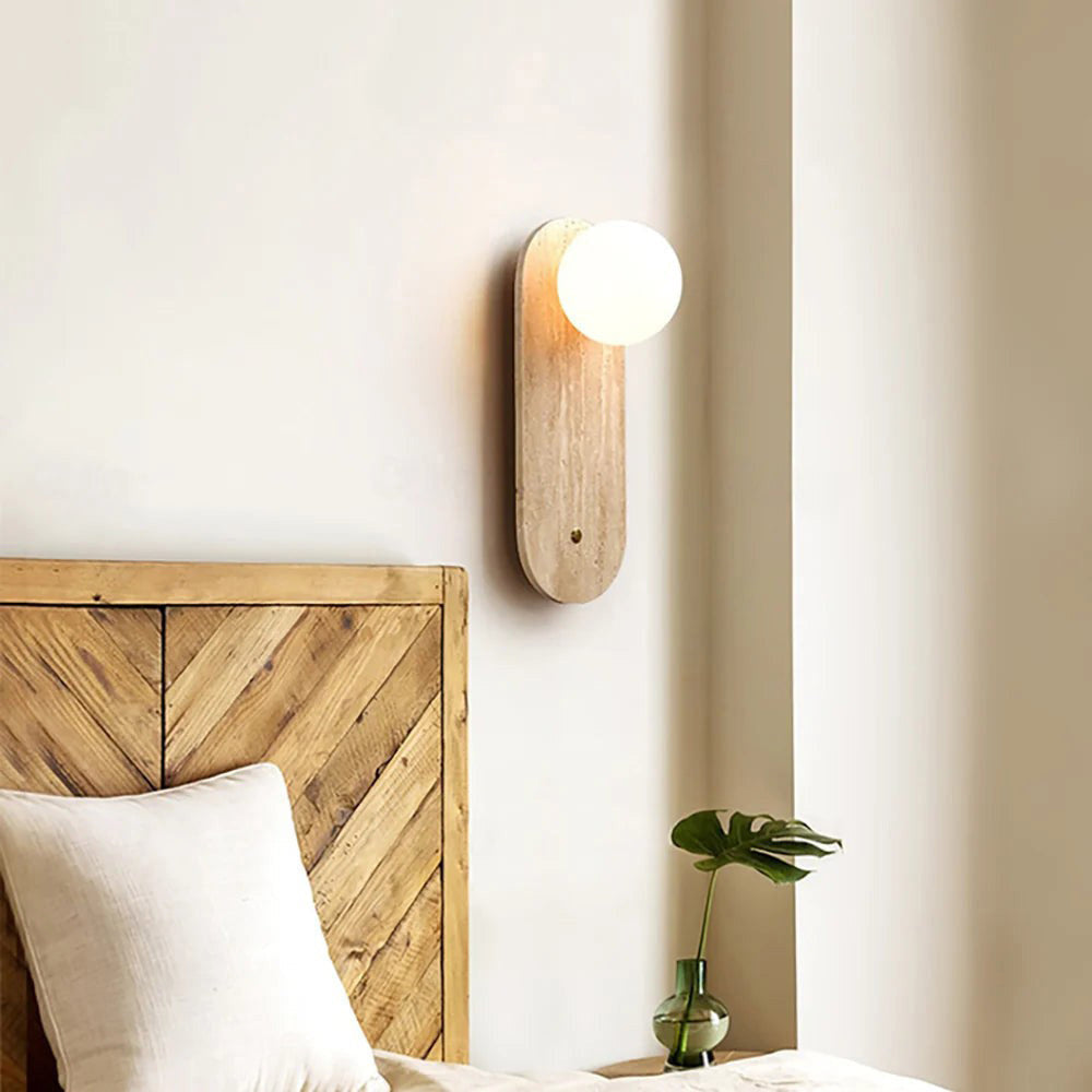 Lia Japandi Travertine Wall Sconce — AL-ST0327 — product view 1
