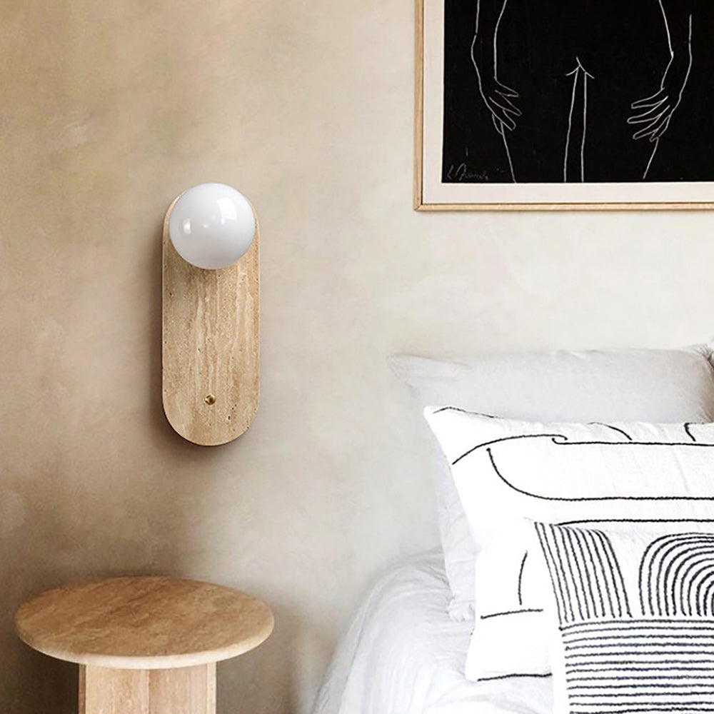 Lia Japandi Travertine Wall Sconce — AL-ST0327 — product view 3