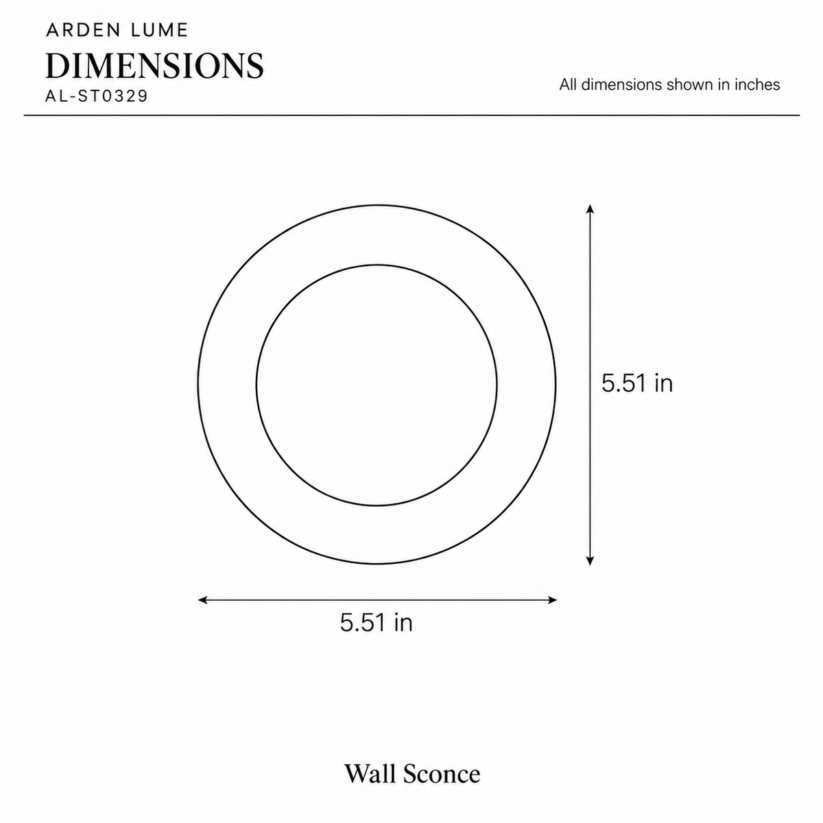 ARDEN LUME AL-ST0329 dimension diagram in inches