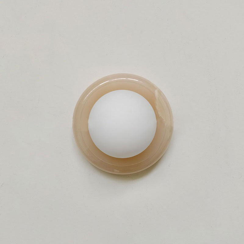 Novi Organic Modern Onyx Wall Sconce — D 14 × W 9.5 × H 14 cm / ∅ 5.5″ × W 3.7″ × H 5.5″; Pink