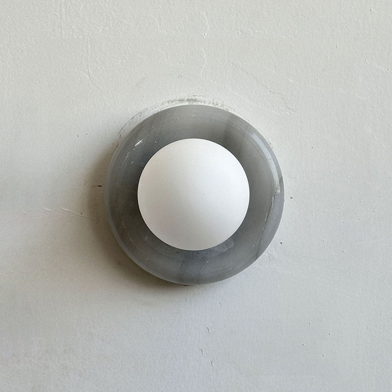 Novi Organic Modern Onyx Wall Sconce — D 14 × W 9.5 × H 14 cm / ∅ 5.5″ × W 3.7″ × H 5.5″; Grey
