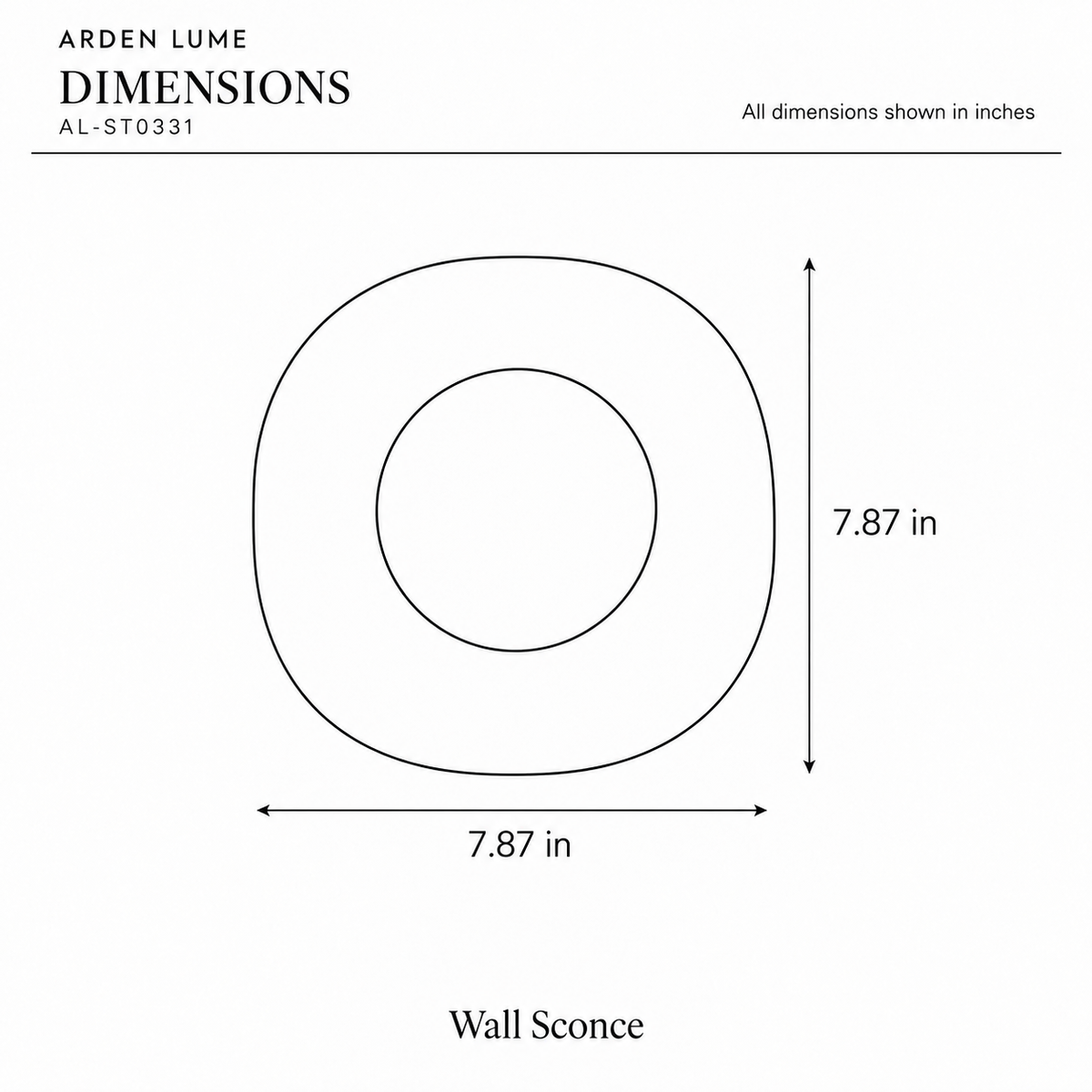 ARDEN LUME AL-ST0331 dimension diagram in inches