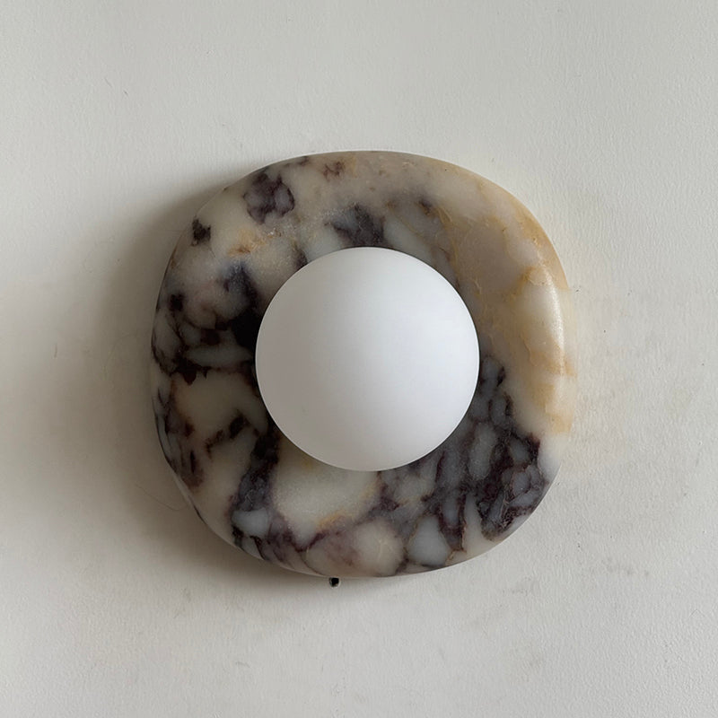 Orli Square Onyx Wall Sconce — D 20cm x H 20cm / ∅ 7.9″ x H 7.9″; Purple + White glass