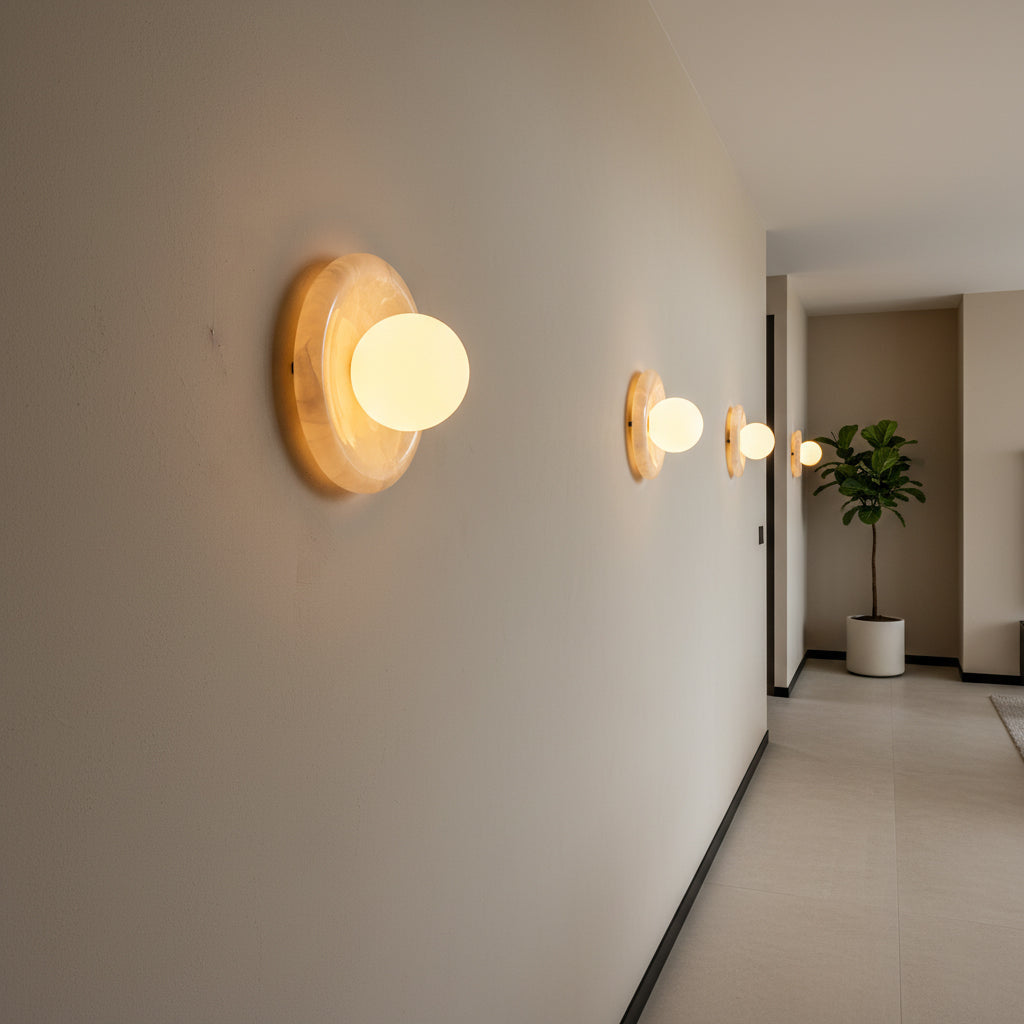 Orli White Onyx Globe Wall Sconce — AL-ST0332 — product view 3
