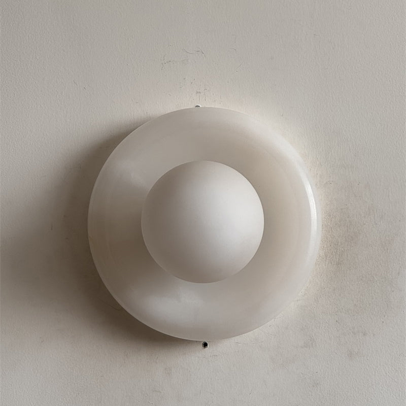 Orli White Onyx Globe Wall Sconce — D 20cm x H 20cm / ∅ 7.9″ x H 7.9″; White Onyx V02