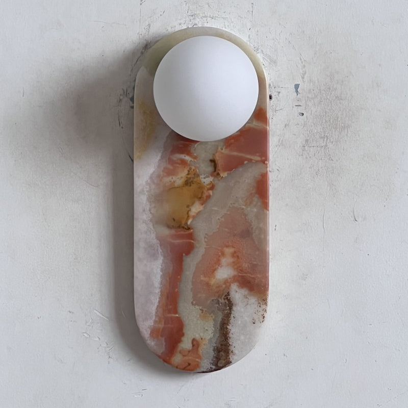 Lucie Organic Modern Onyx Wall Sconce — D 10cm x W 10cm x H 27cm / ∅ 3.9″ x W 3.9″ x H 10.6″; Cyan A11