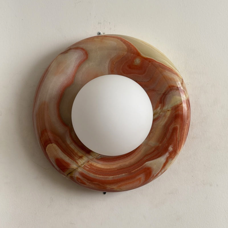 Orli Cyan Onyx Globe Wall Sconce — D 20cm x H 20cm / ∅ 7.9″ x H 7.9″; Cyan Onyx; Q26