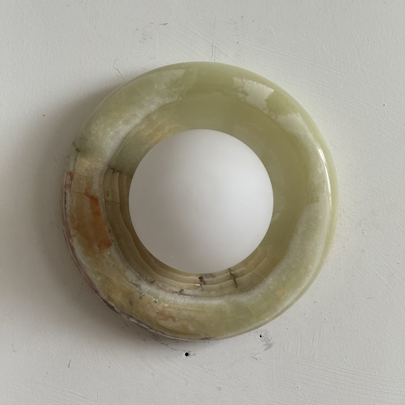 Orli Cyan Onyx Globe Wall Sconce — D 20cm x H 20cm / ∅ 7.9″ x H 7.9″; Cyan Onyx; QYT5