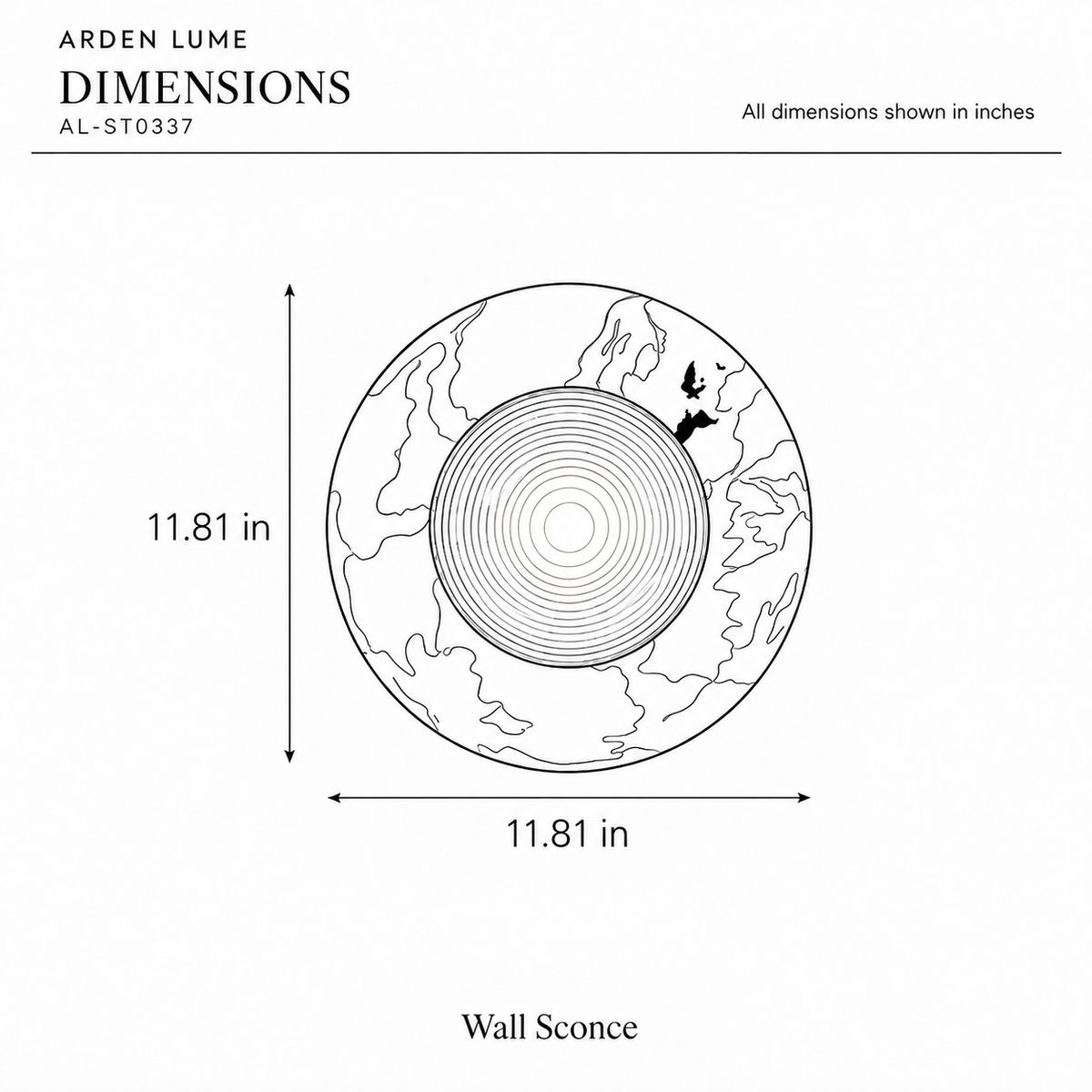 ARDEN LUME AL-ST0337-pdf3 dimension diagram in inches