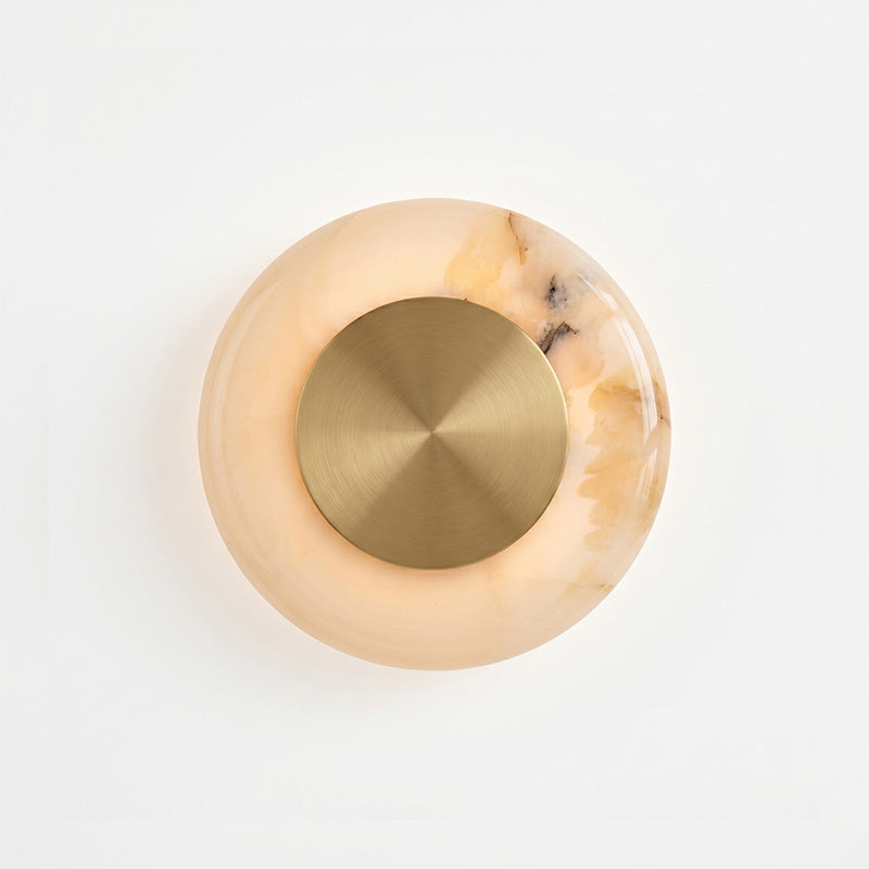 Ethereal Moon Onyx LED Wall Sconce — White Onyx &  Brass