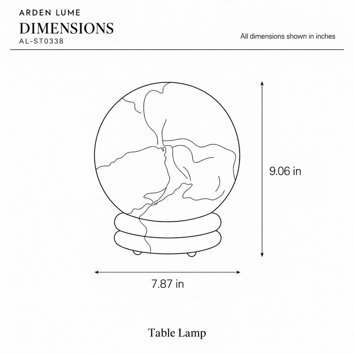 ARDEN LUME AL-ST0338 dimension diagram in inches