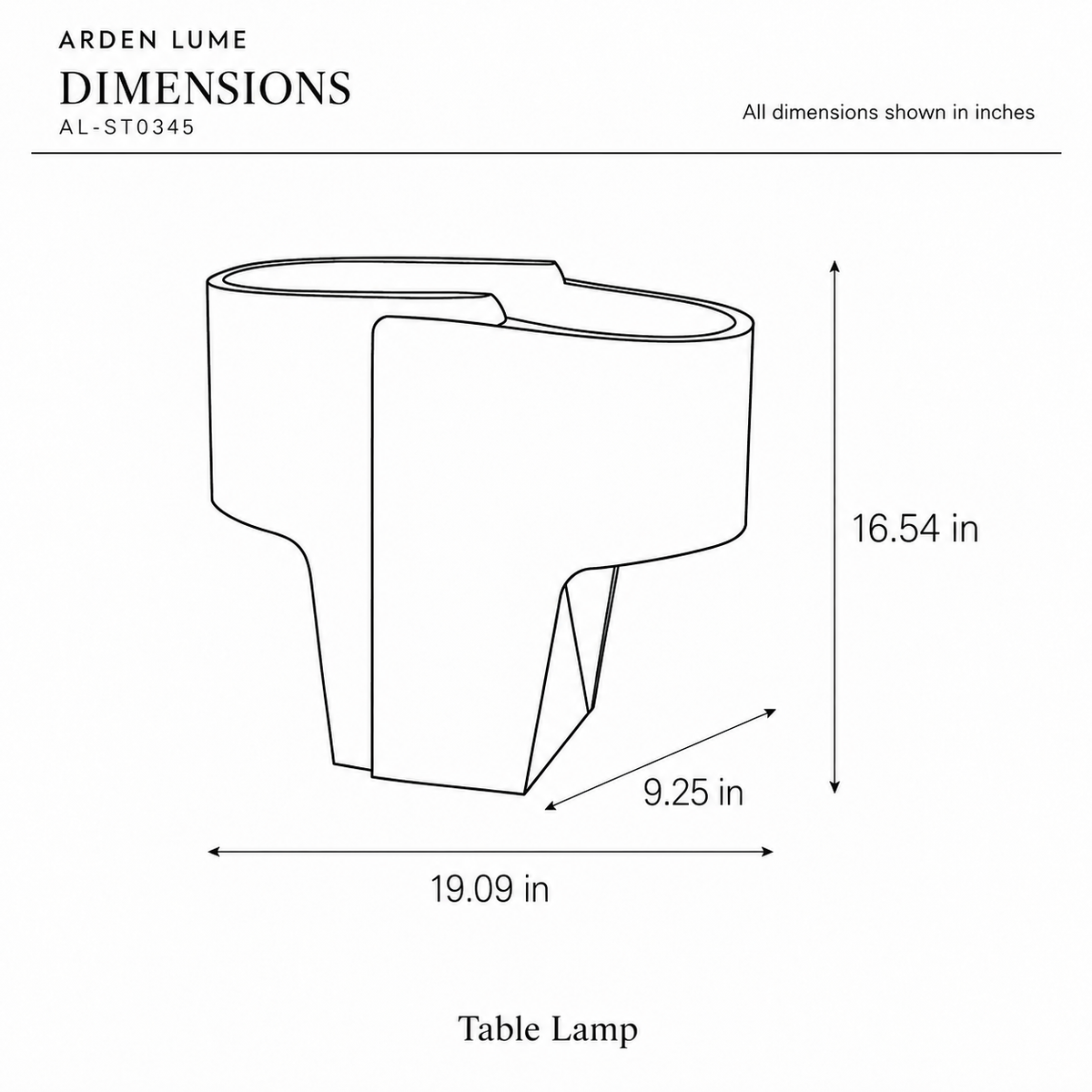 ARDEN LUME AL-ST0345 dimension diagram in inches