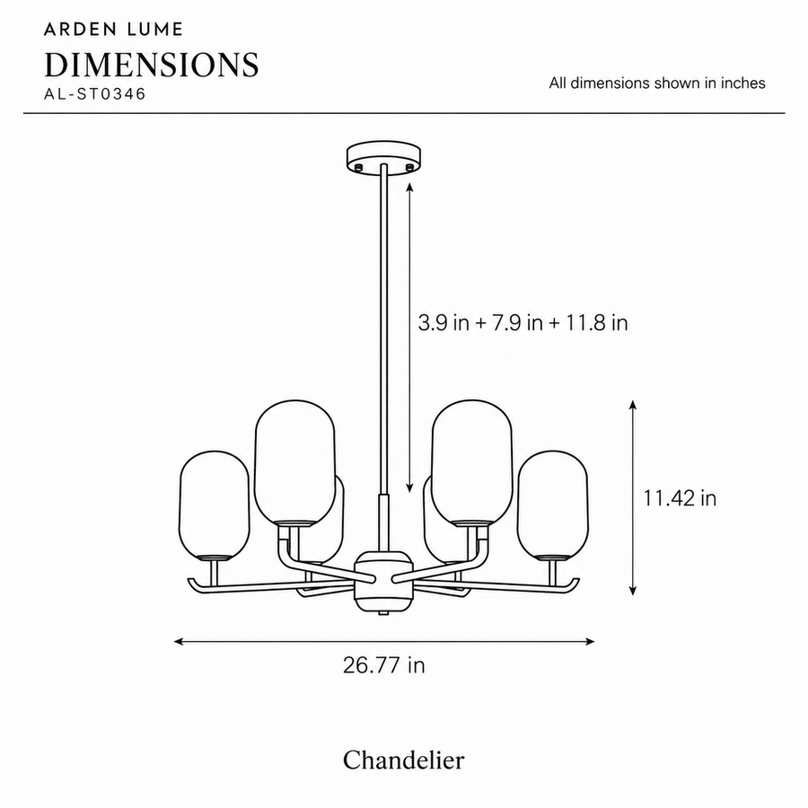 ARDEN LUME AL-ST0346 dimension diagram in inches