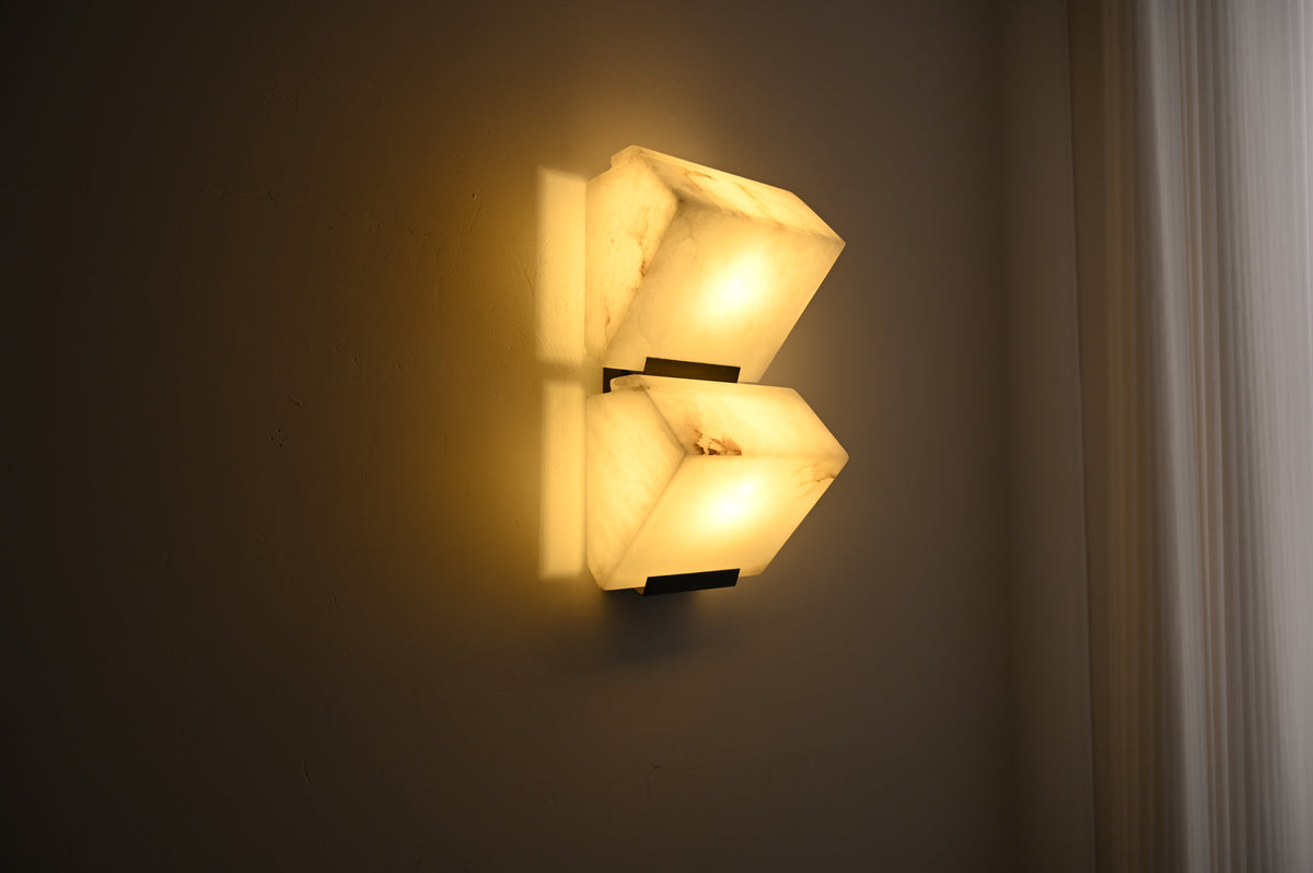 Modern Alabaster Geometric Wall Sconce - 06 DSC_6288