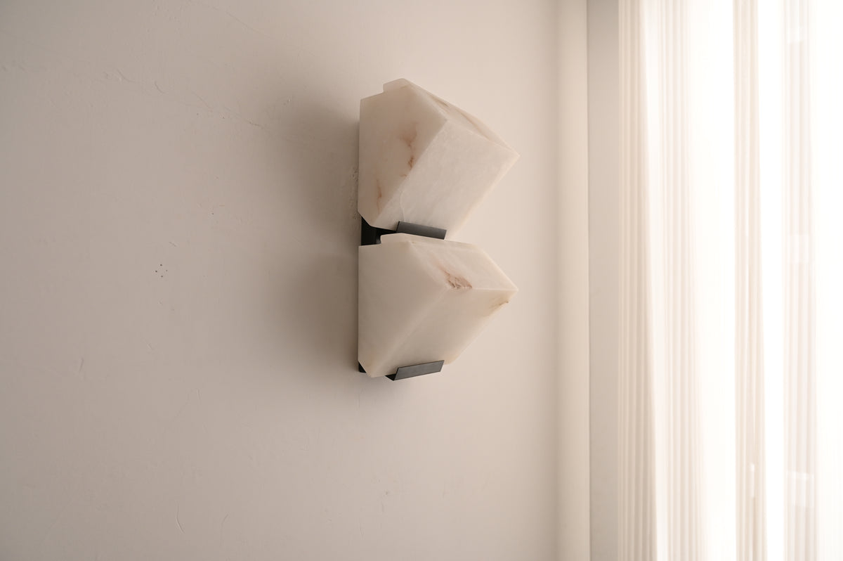 Modern Alabaster Geometric Wall Sconce - 11 DSC_6304