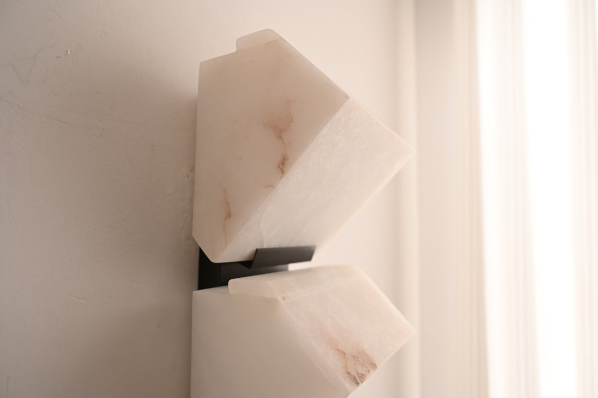 Modern Alabaster Geometric Wall Sconce - 12 DSC_6307