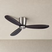 Satin Nickel and Dark Walnut Low-Profile Ceiling Fan - FAN923-A-03 — Satin Nickel + Dark Walnut Blades clean installed product view on a warm neutral ceiling background