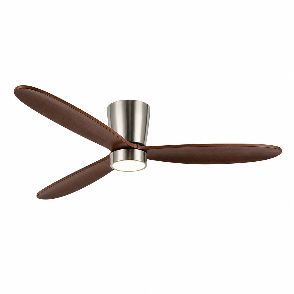 Walnut Low-Profile Ceiling Fan with Light - FAN923-B-01 — exact product on a seamless pure white background