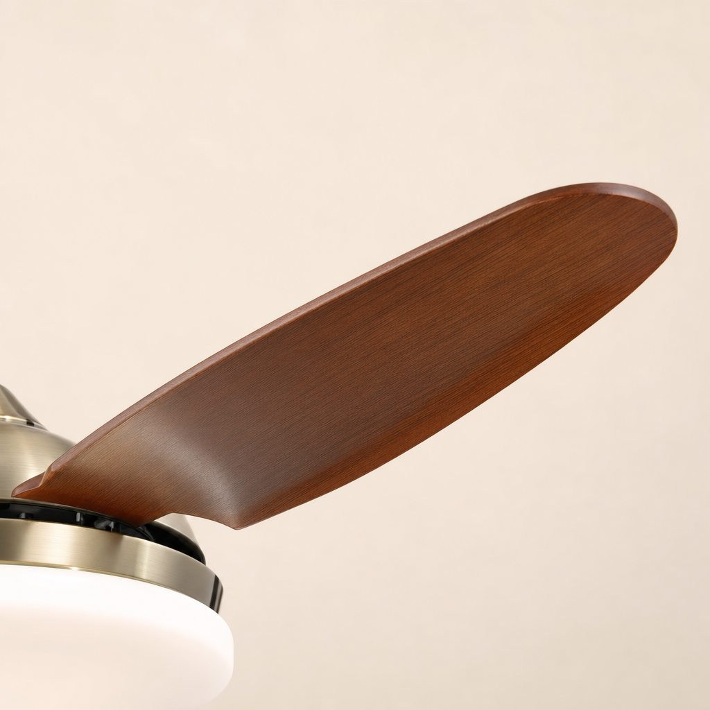 Antique Brass Traditional Ceiling Fan with Light - FAN927-A-01 — blade material edge close-up