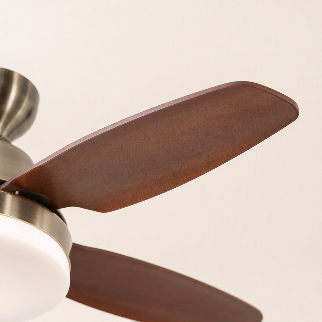 Antique Brass Bowl-Light Ceiling Fan - FAN927-B-01 — blade material edge close-up