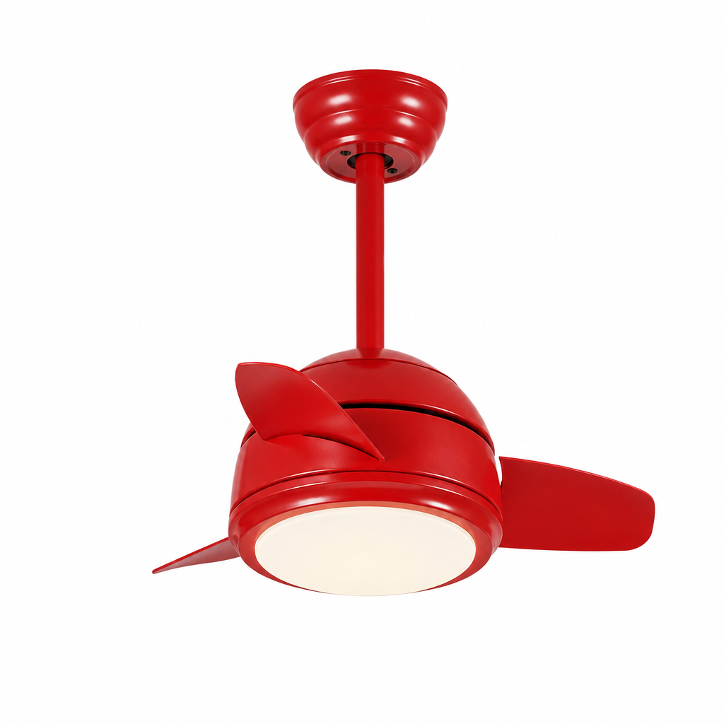 Red Compact Ceiling Fan with Light - FAN930-02 — exact product on a seamless pure white background