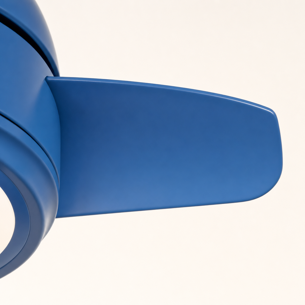 Blue Compact Ceiling Fan with Light - FAN930-03 — blade material edge close-up