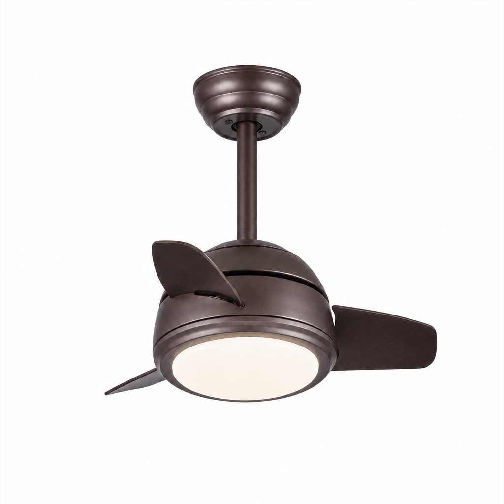Brown Compact Ceiling Fan with Light - FAN930-05 — exact product on a seamless pure white background