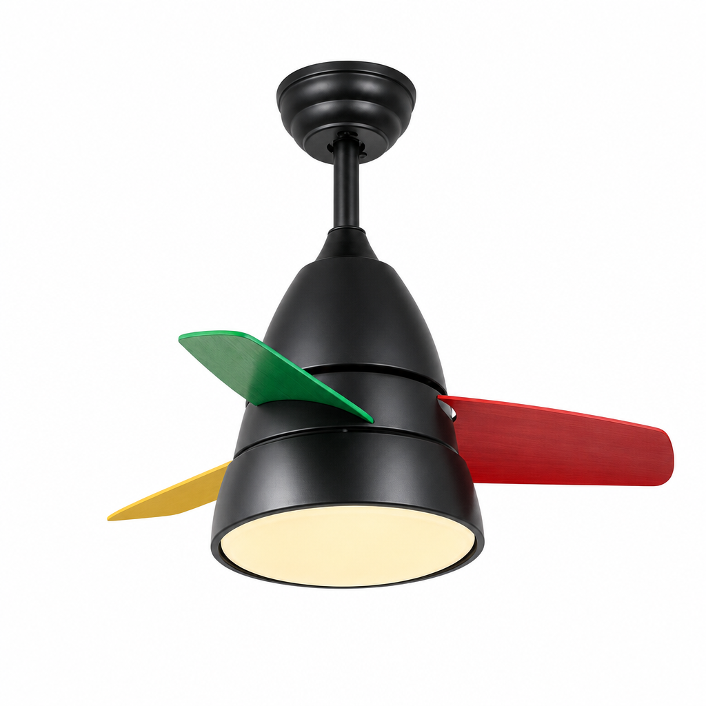 Black Multicolor-Blade Ceiling Fan with Light - FAN931-02 — exact product on a seamless pure white background