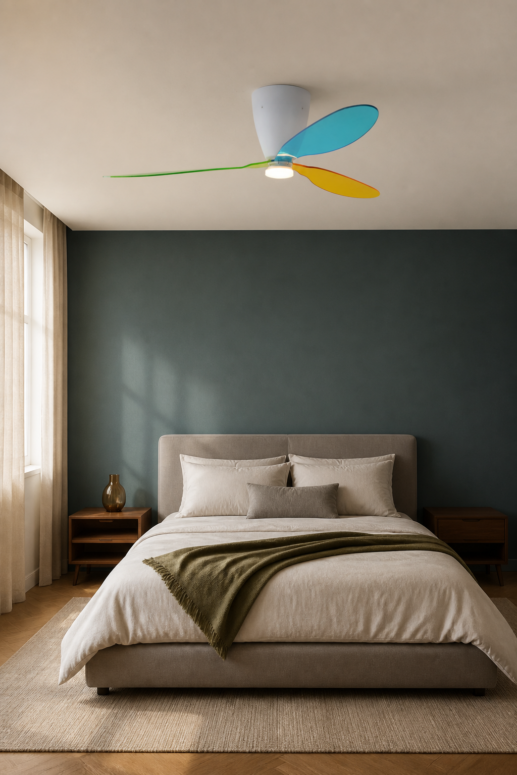 Multicolor Translucent-Blade Ceiling Fan with Light - FAN933-01 — modern bedroom scene