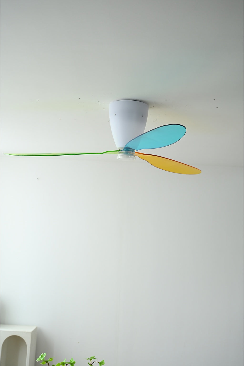Multicolor Translucent-Blade Ceiling Fan with Light - FAN933-01 — real installed light-off front view