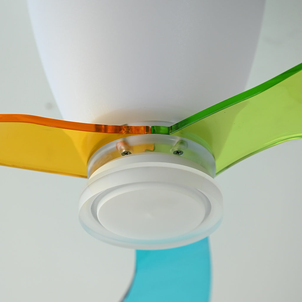 FAN933-01 integrated LED diffuser, clear hub, and blade-joint close-up