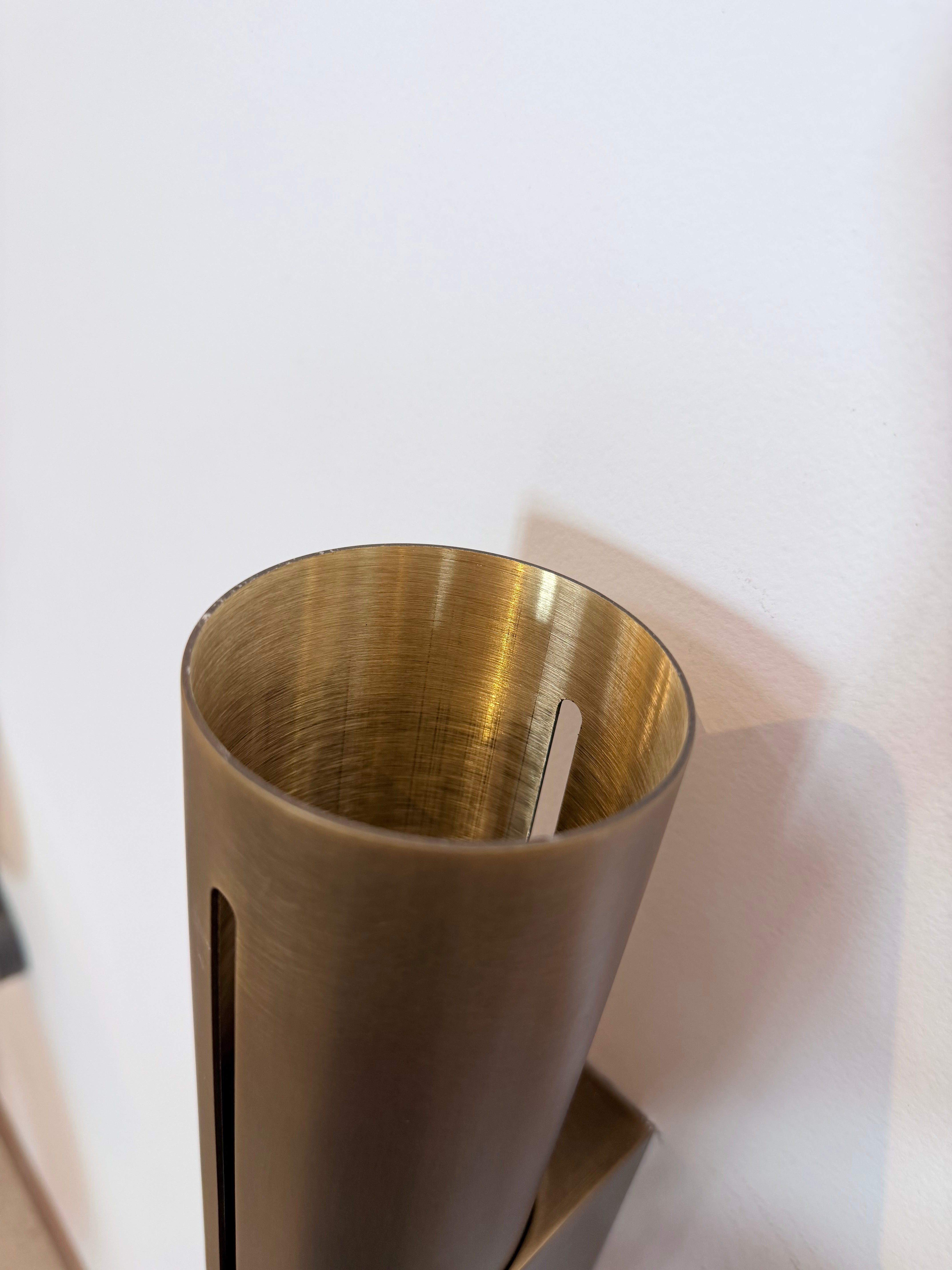 Minimalist Brass Cylinder Wall Sconce in Antique Brass