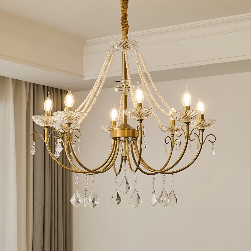 Lyra Brass Crystal Chandelier - Romantic French for Dining Room