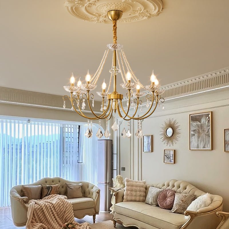 Lyra Brass Crystal Chandelier - Romantic French for Dining Room
