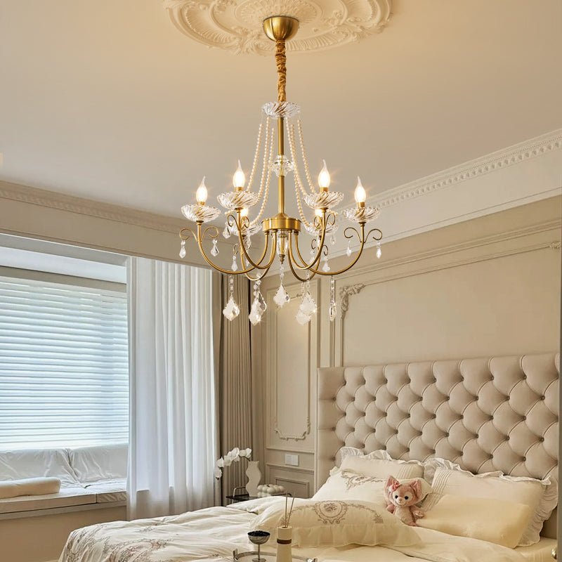 Lyra Brass Crystal Chandelier - Romantic French for Dining Room