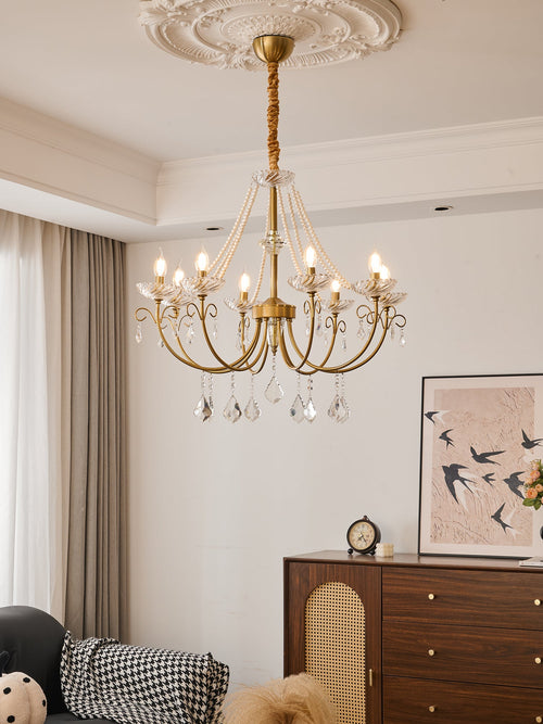 Lyra Brass Crystal Chandelier - Romantic French for Dining Room