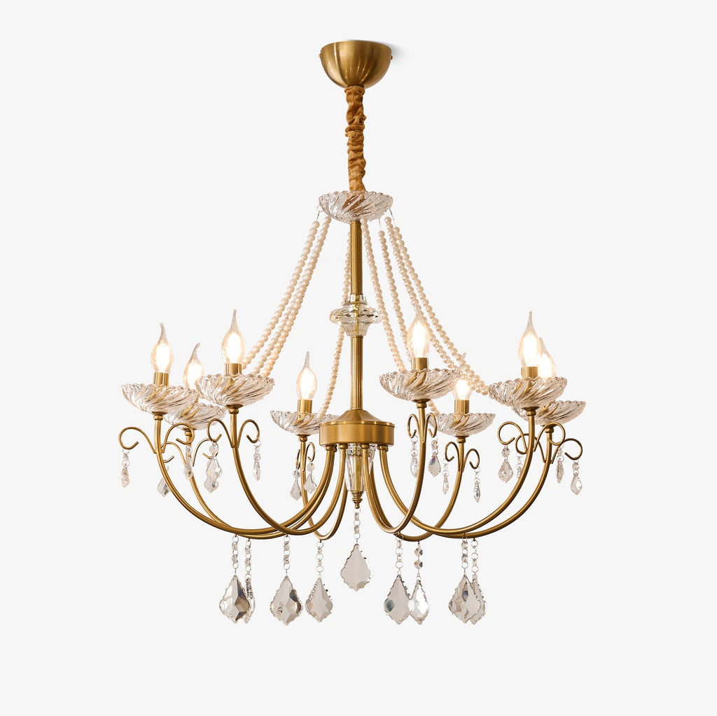 Lyra Brass Crystal Chandelier - Romantic French for Dining Room