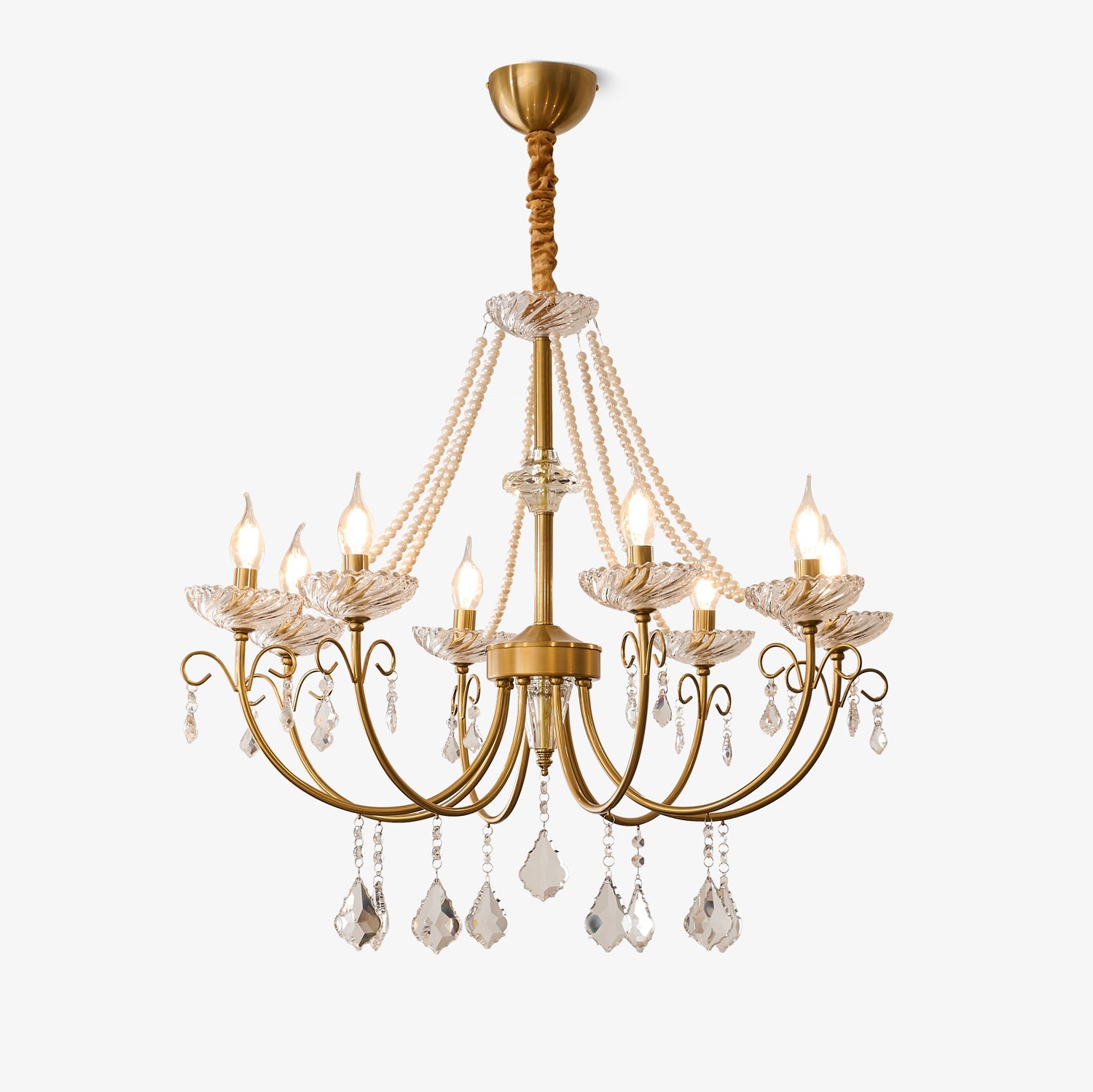 Lyra Brass Crystal Chandelier - Romantic French for Dining Room