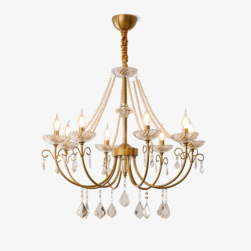 Lyra Brass Crystal Chandelier - Romantic French for Dining Room
