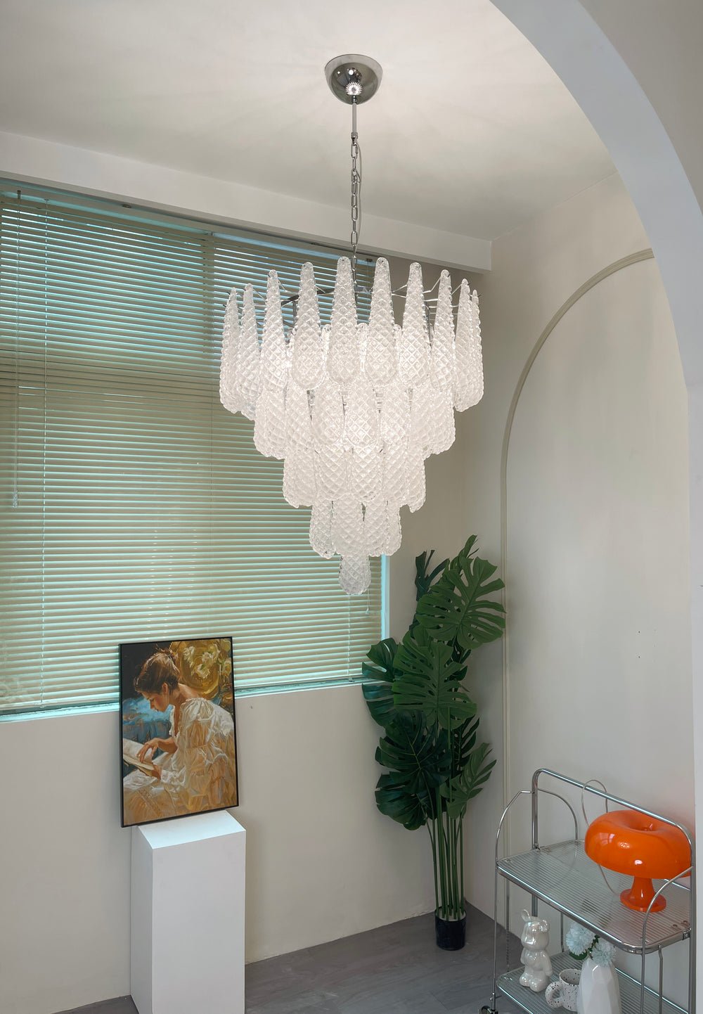 Water Drop Textured Glass Pendant Lamp - Modern Luxury for Large Spaces