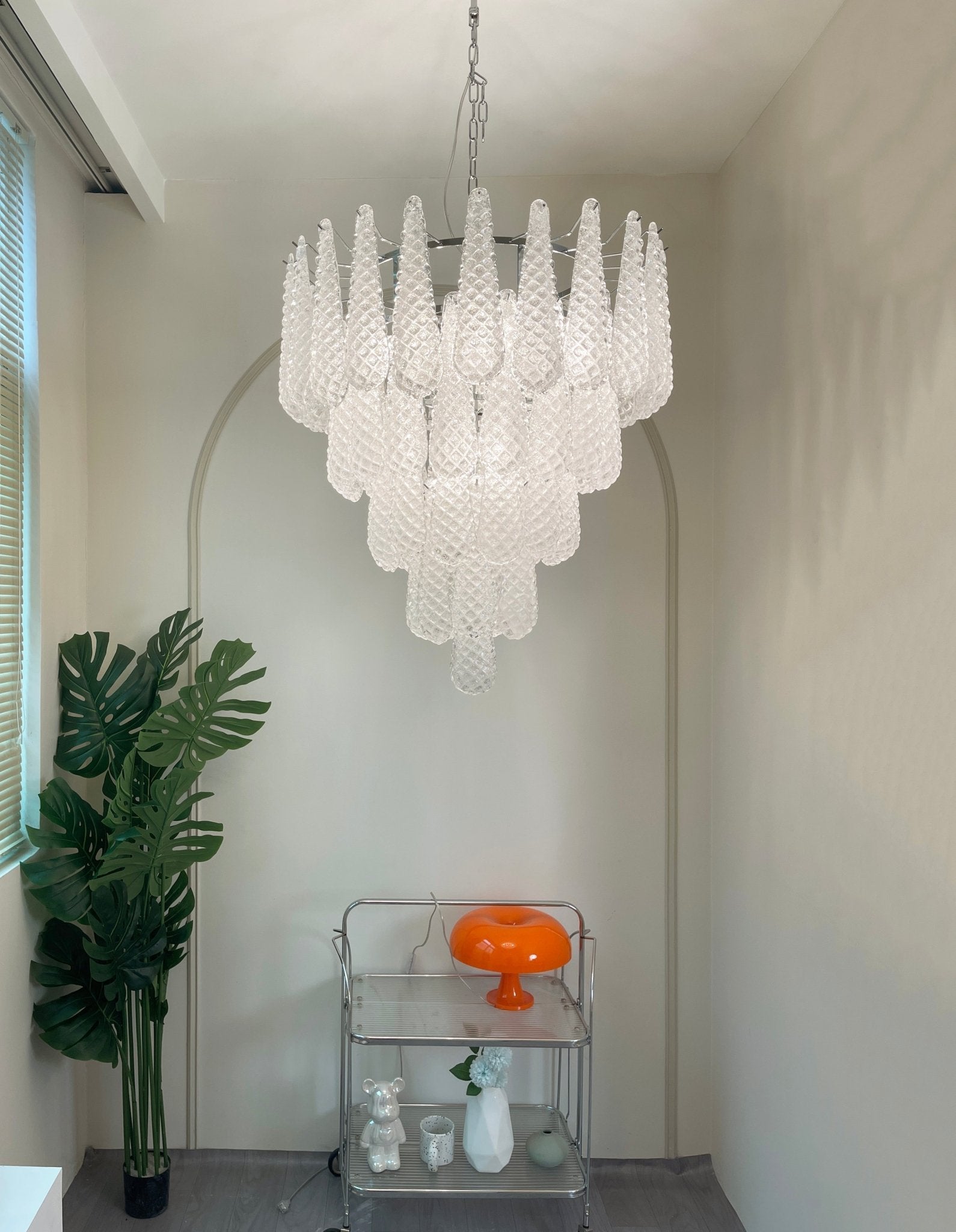 Water Drop Textured Glass Pendant Lamp - Modern Luxury for Large Spaces