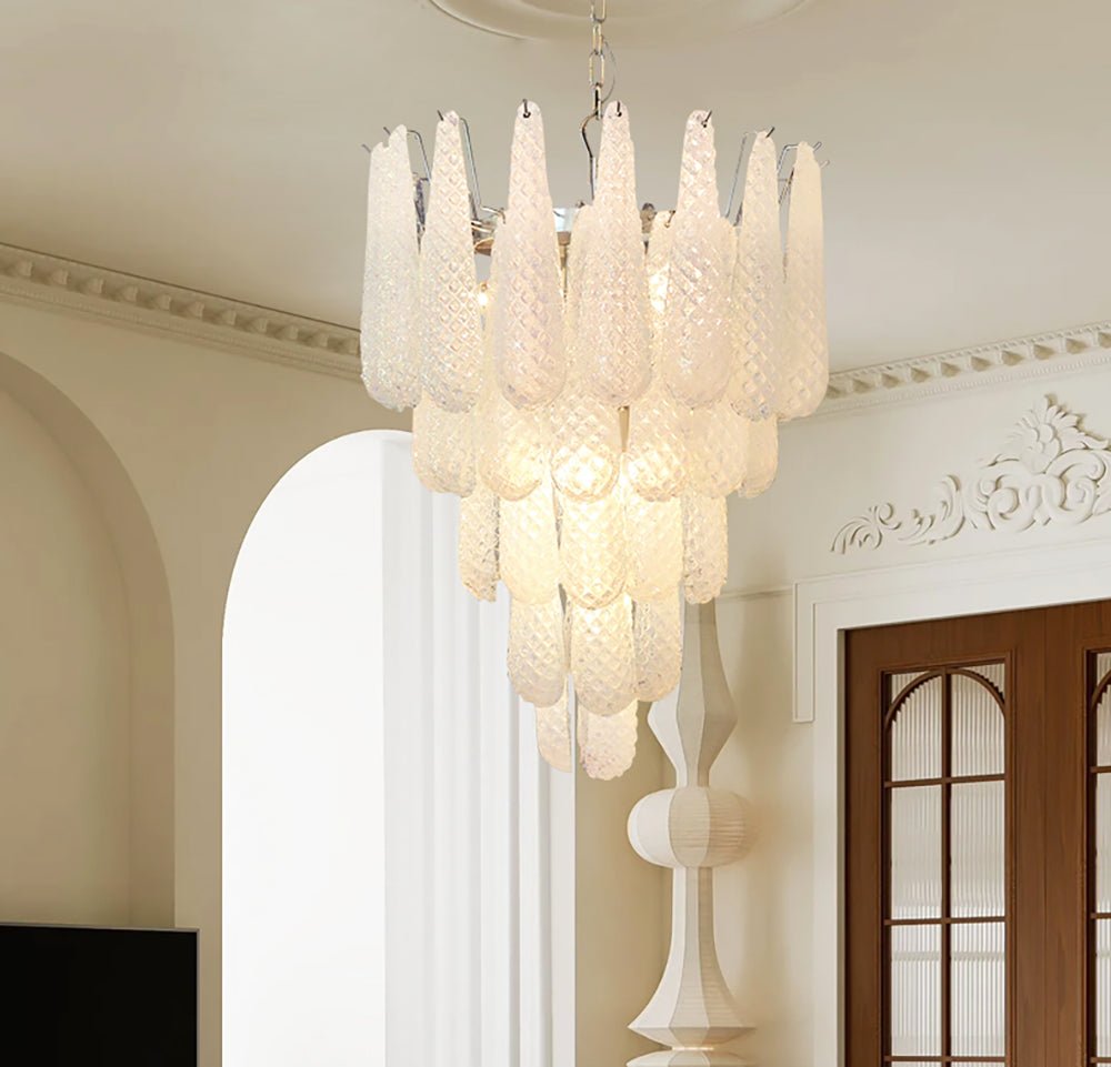 Water Drop Textured Glass Pendant Lamp - Modern Luxury for Large Spaces