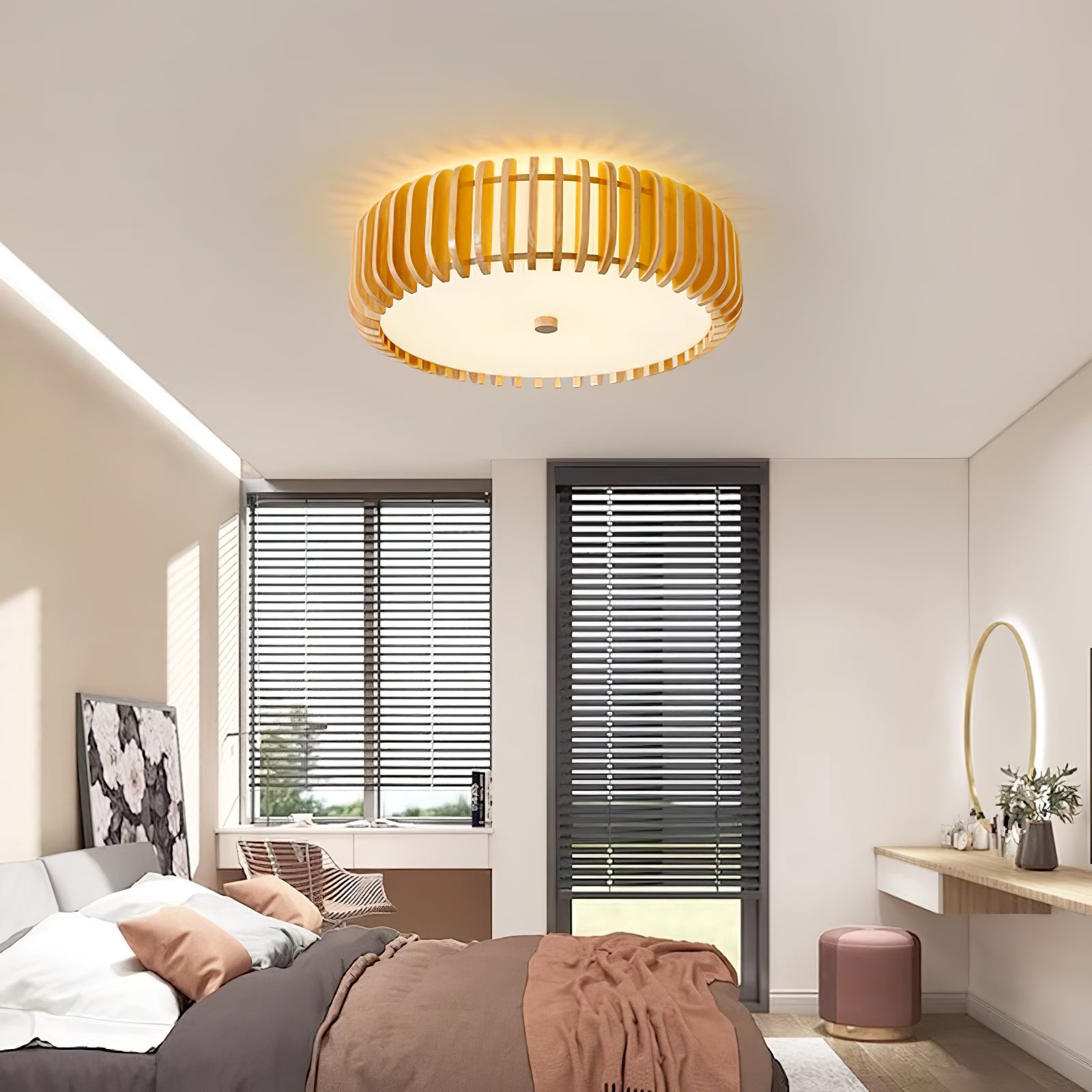 Oakflare Natural Wood Ceiling Light - Japanese Style Living Room and Bedroom