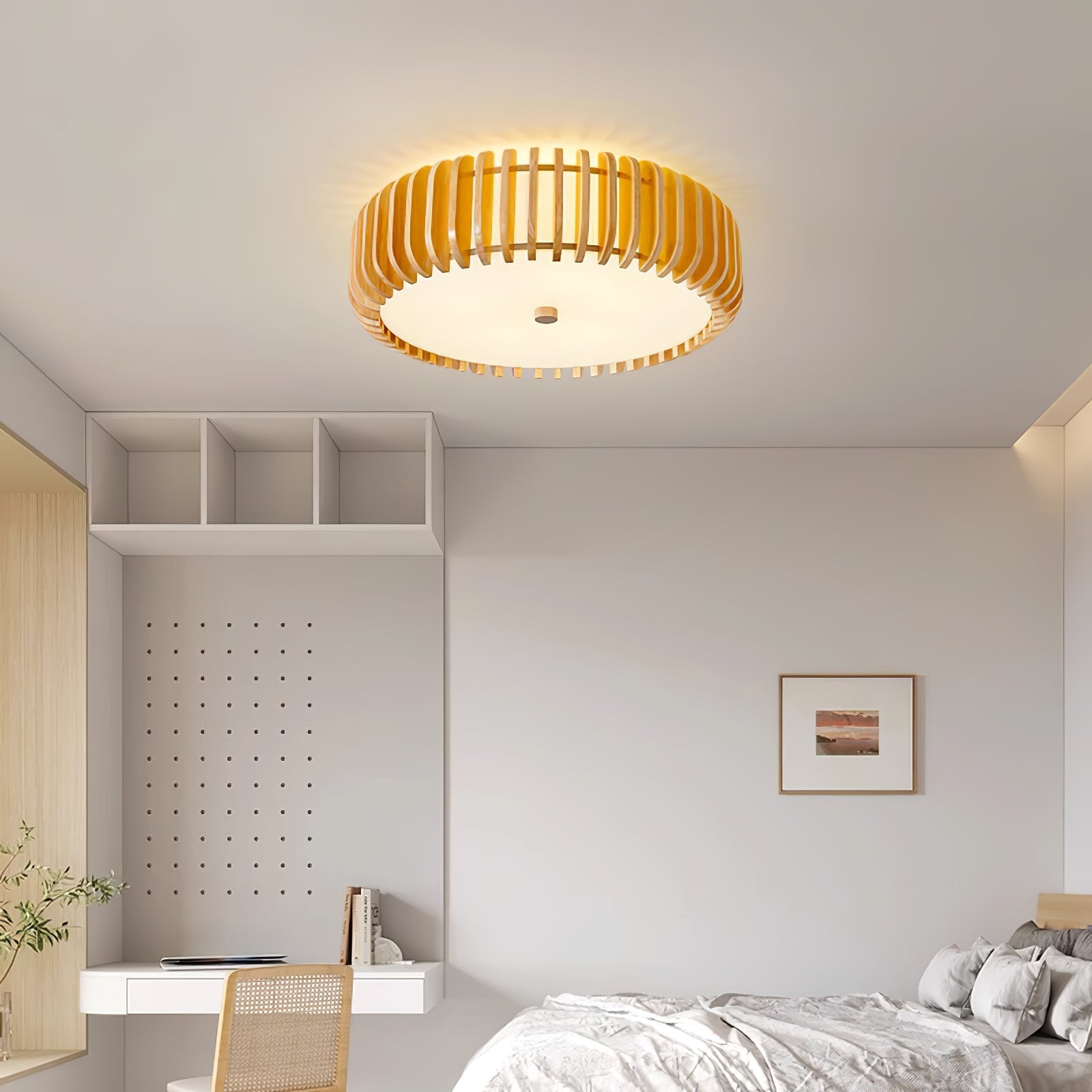 Oakflare Natural Wood Ceiling Light - Japanese Style Living Room and Bedroom