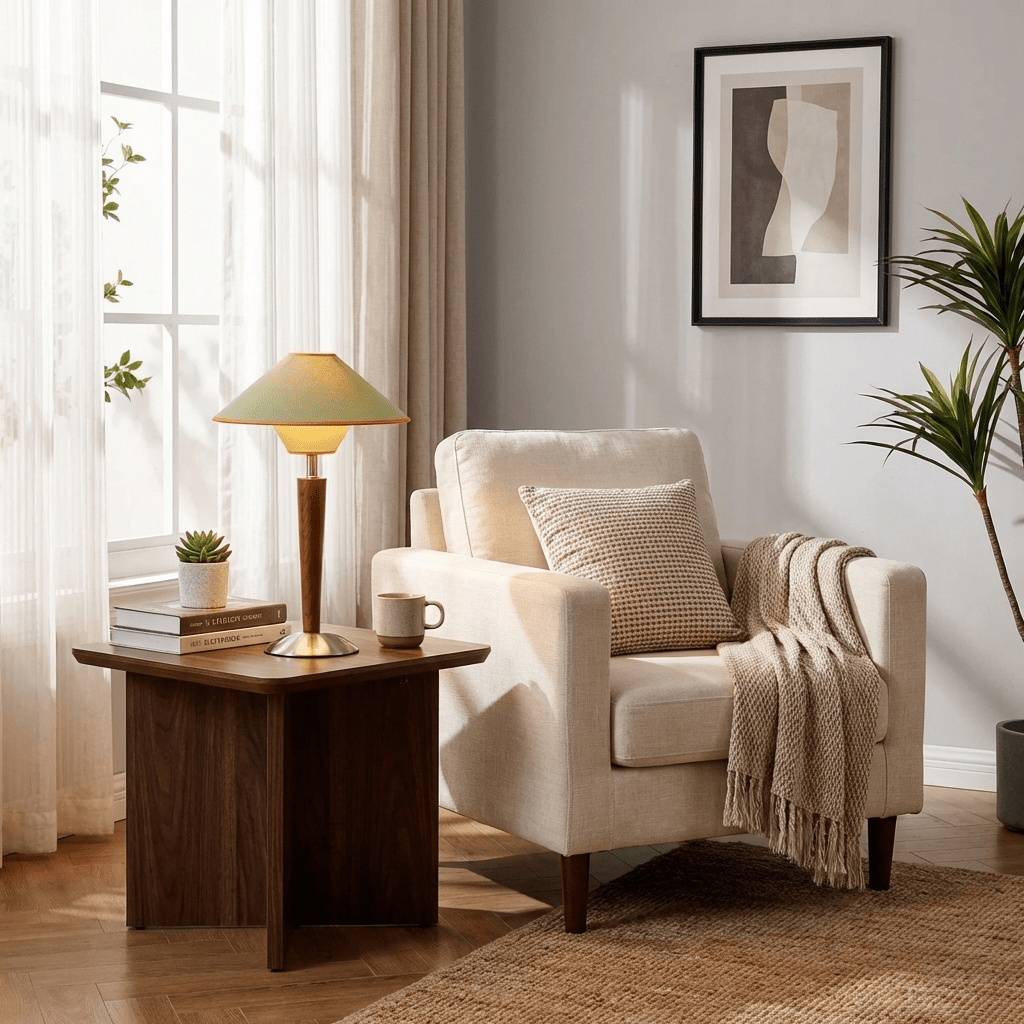 Lyra Wood Table Lamp - Japandi for Living Room & Bedroom