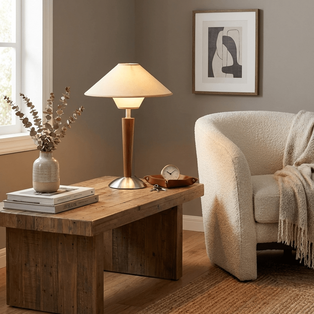 Lyra Wood Table Lamp - Japandi for Living Room & Bedroom