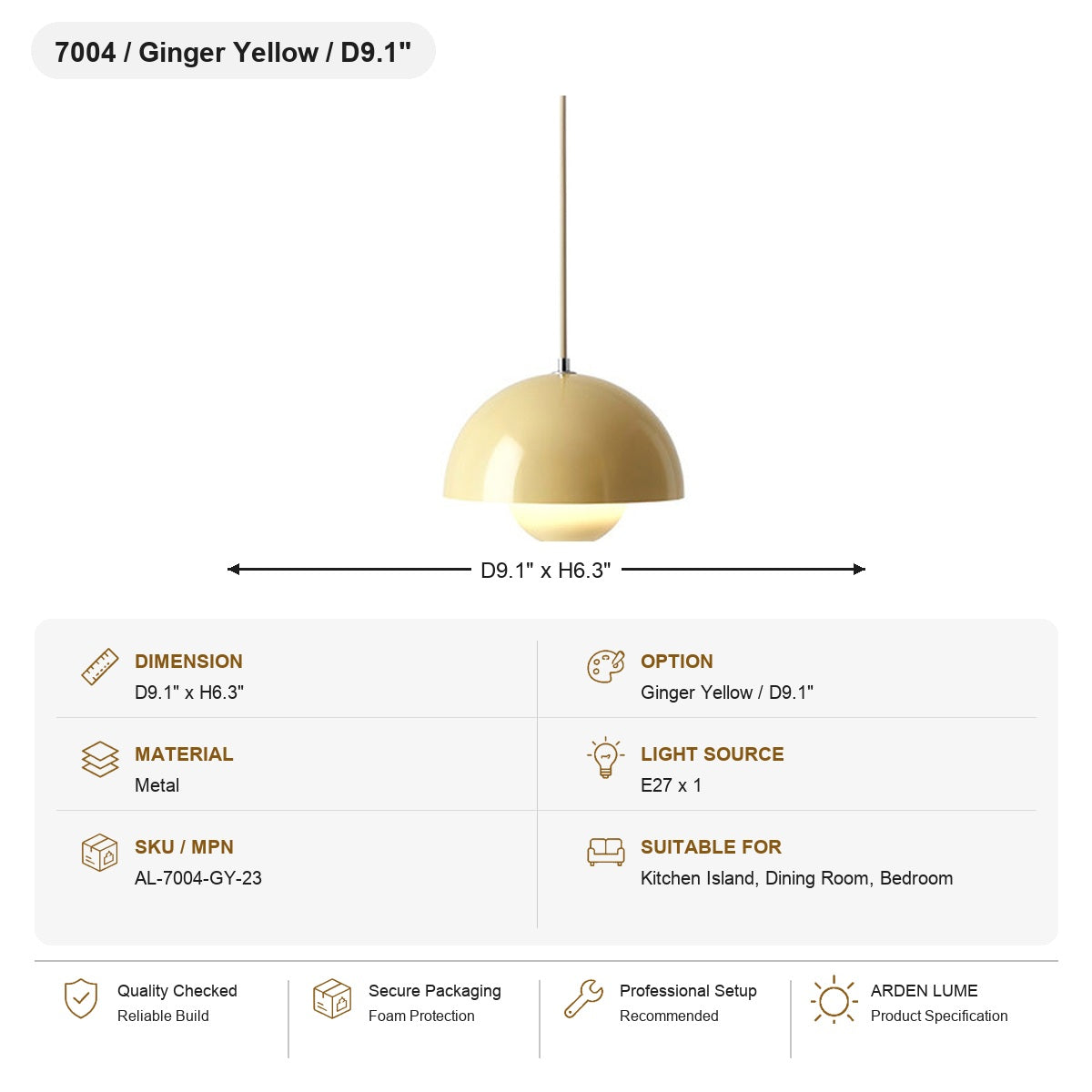 Flowerpot Dome Pendant Light SKU AL-7004-GY-23