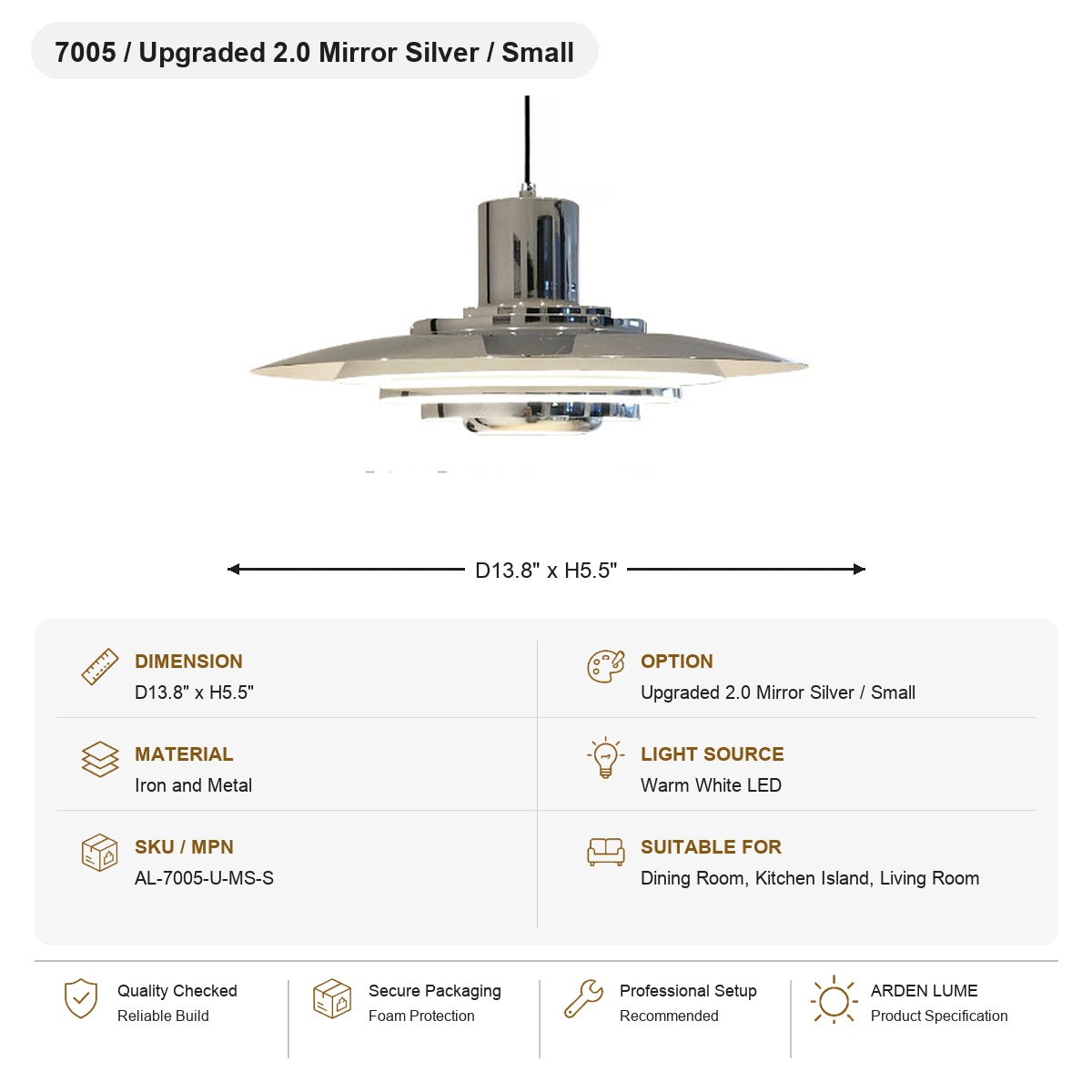 Layered Brushed Metal Pendant Light SKU AL-7005-U-MS-S