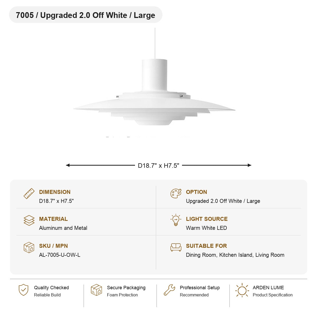 Layered Brushed Metal Pendant Light SKU AL-7005-U-OW-L