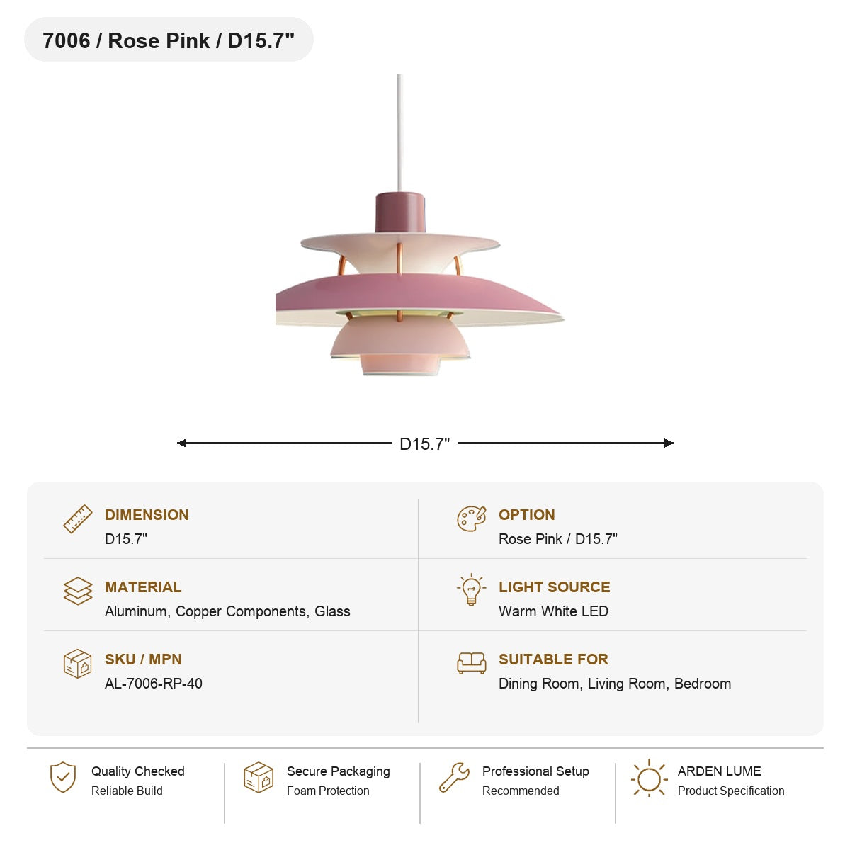 PH5 Layered Metal Pendant Light SKU AL-7006-RP-40